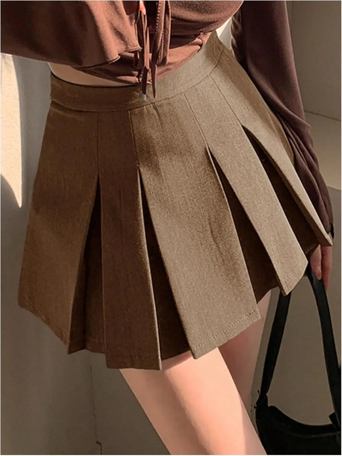 SOLY HUX Women's Pleated Skirt High Waisted A Line Casual Mini Skirts