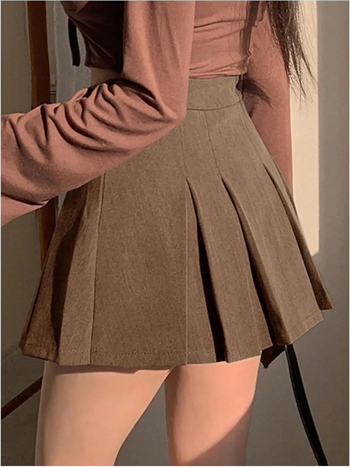 SOLY HUX Women's Pleated Skirt High Waisted A Line Casual Mini Skirts