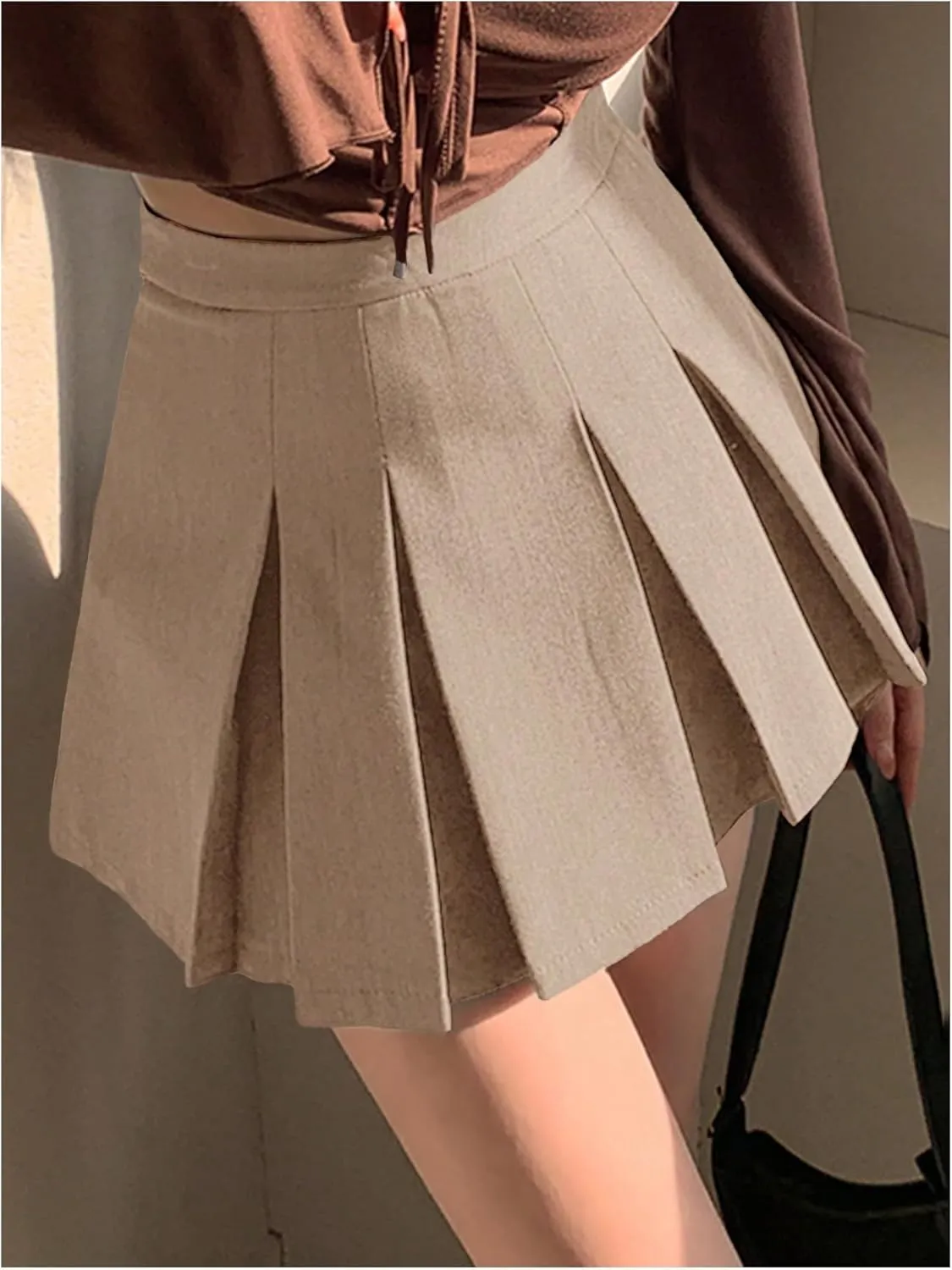 SOLY HUX Women's Pleated Skirt High Waisted A Line Casual Mini Skirts