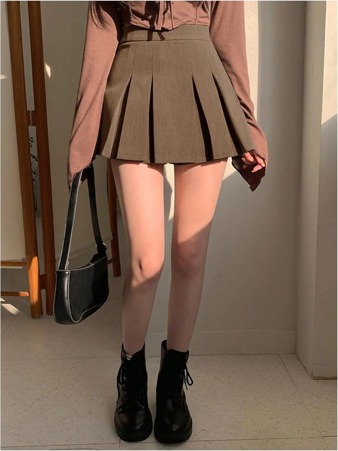 SOLY HUX Women's Pleated Skirt High Waisted A Line Casual Mini Skirts