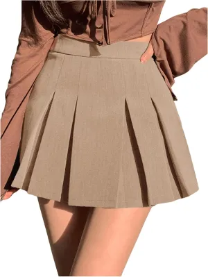 SOLY HUX Women's Pleated Skirt High Waisted A Line Casual Mini Skirts