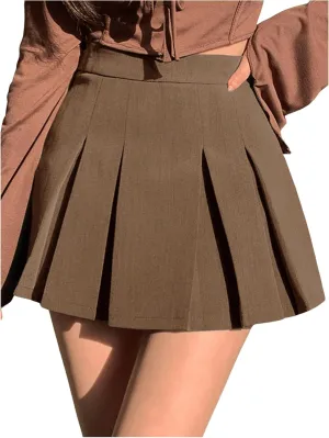 SOLY HUX Women's Pleated Skirt High Waisted A Line Casual Mini Skirts