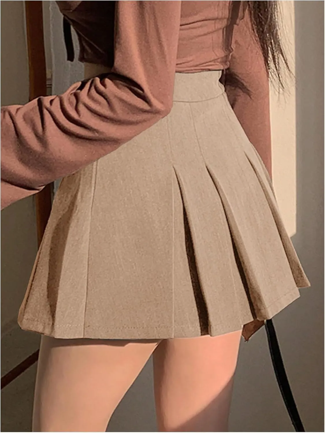 SOLY HUX Women's Pleated Skirt High Waisted A Line Casual Mini Skirts