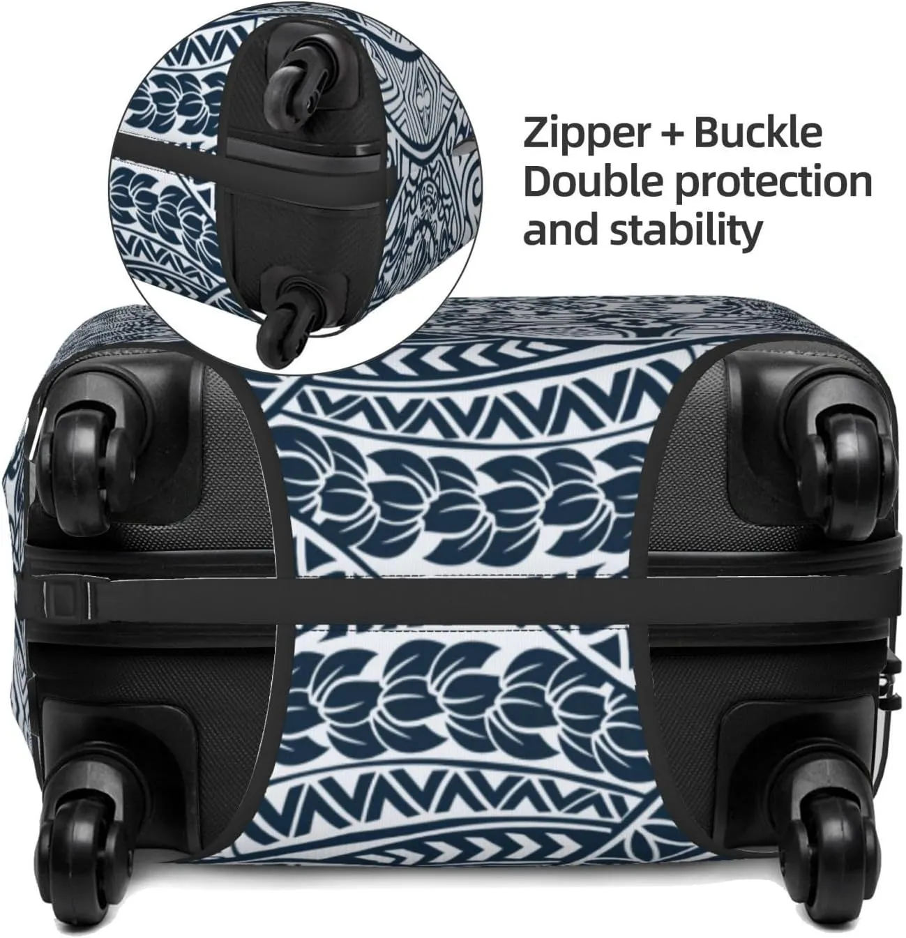 Spandex Travel Luggage Cover,Polynesian Tribal Suitcase Protector Bag Dust-Proof Washable Suitcase Cover