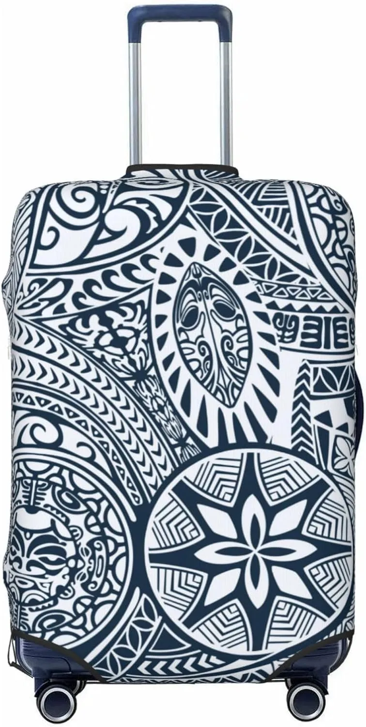 Spandex Travel Luggage Cover,Polynesian Tribal Suitcase Protector Bag Dust-Proof Washable Suitcase Cover