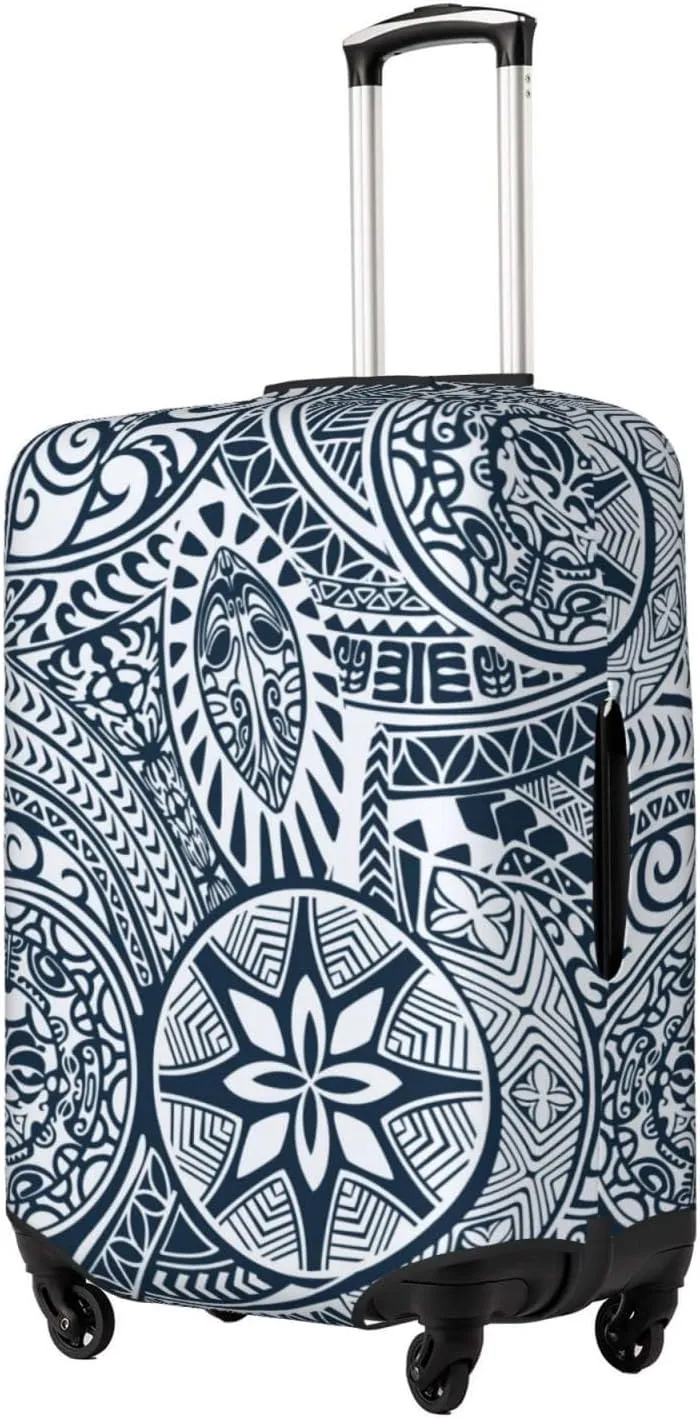 Spandex Travel Luggage Cover,Polynesian Tribal Suitcase Protector Bag Dust-Proof Washable Suitcase Cover