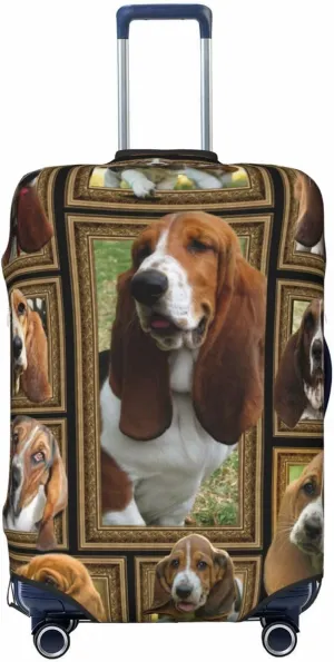 Suitcase Covers For Luggage Basset Hound Elastic Stretch Luggage Cover Protector (For 18-32 Inch Suitcase)