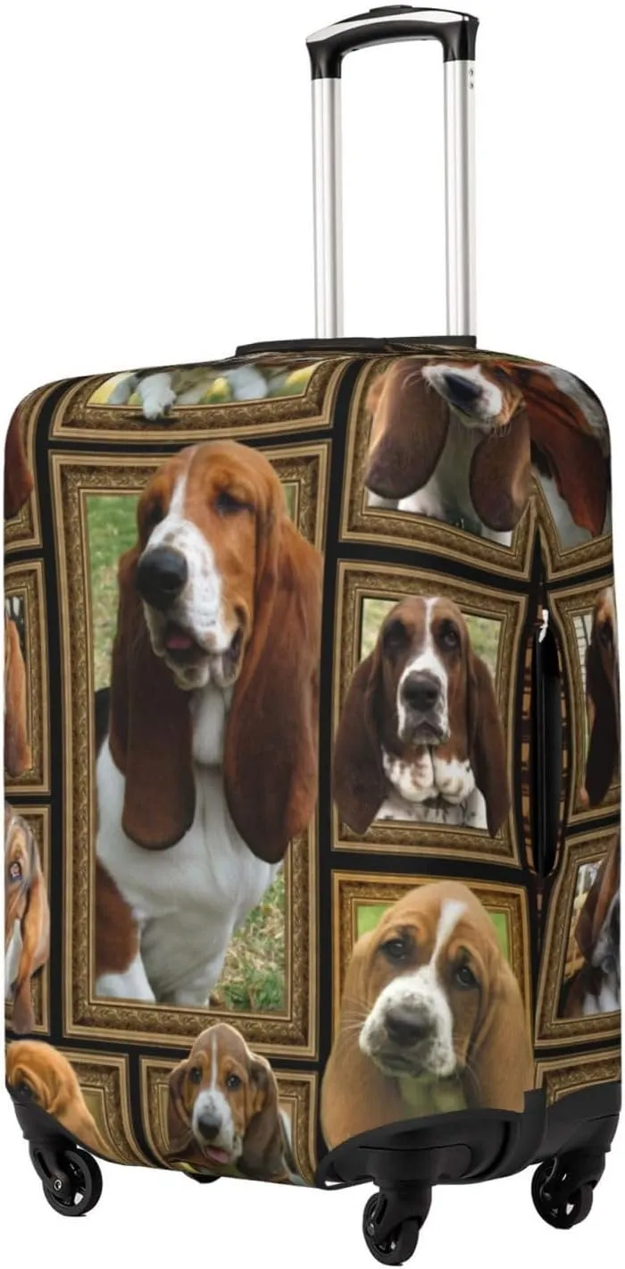 Suitcase Covers For Luggage Basset Hound Elastic Stretch Luggage Cover Protector (For 18-32 Inch Suitcase)
