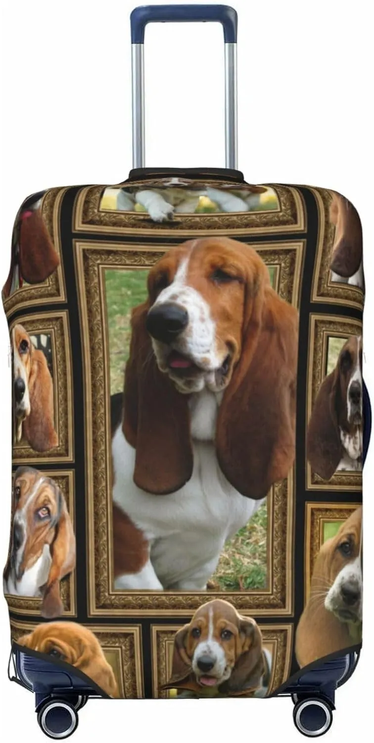 Suitcase Covers For Luggage Basset Hound Elastic Stretch Luggage Cover Protector (For 18-32 Inch Suitcase)