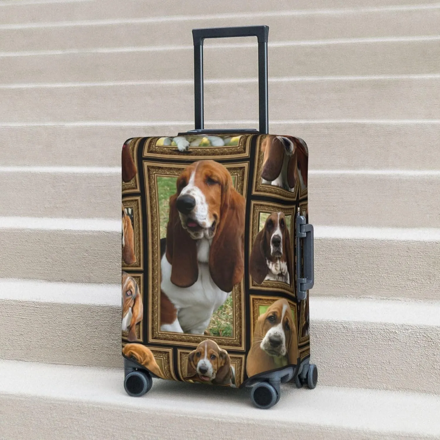 Suitcase Covers For Luggage Basset Hound Elastic Stretch Luggage Cover Protector (For 18-32 Inch Suitcase)