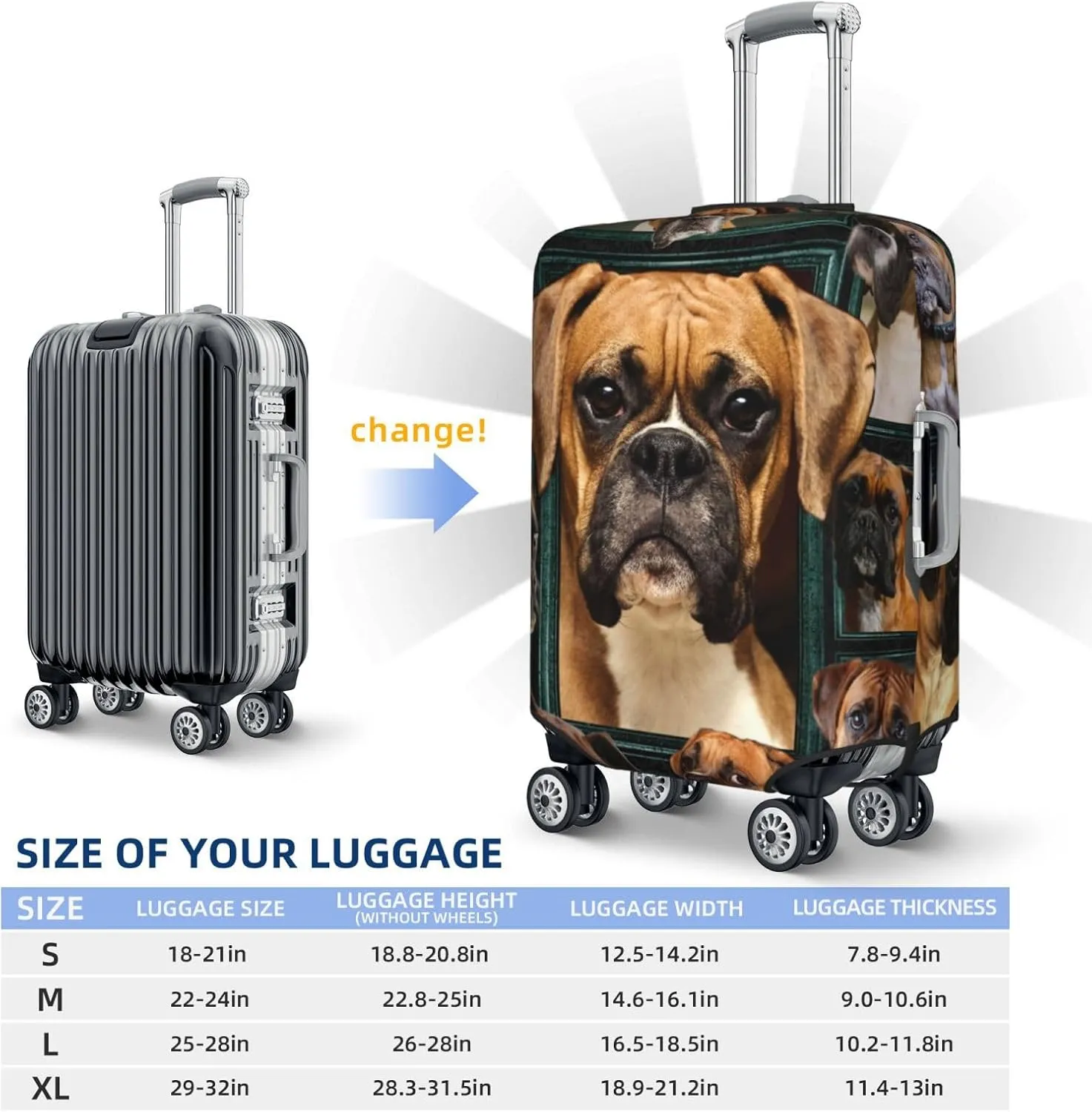 Suitcase Covers For Luggage Boxer Dog Elastic Stretch Luggage Cover Protector (For 18-32 Inch Suitcase)