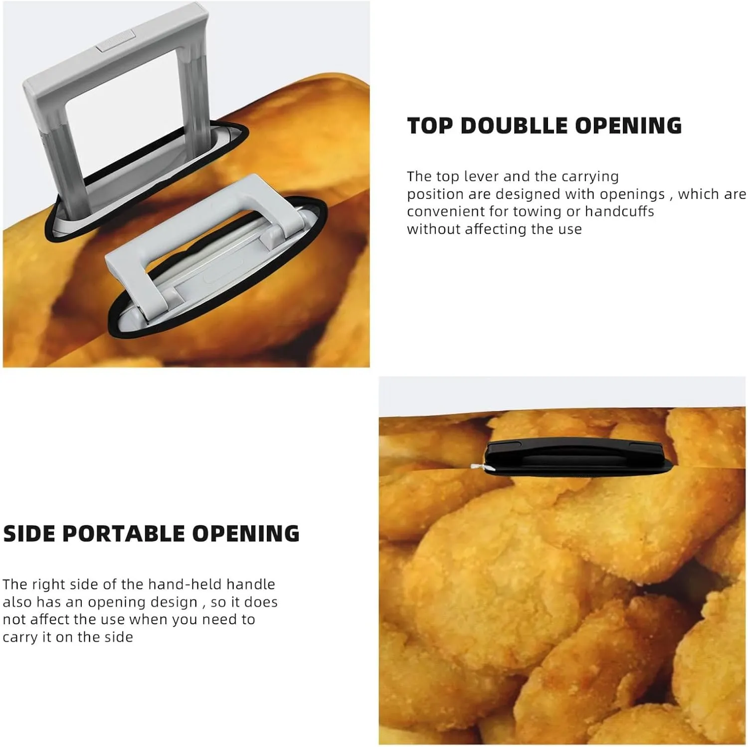 Suitcase Covers For Luggage Chicken Nuggets Elastic Stretch Luggage Cover Protector (For 18-32 Inch Suitcase)
