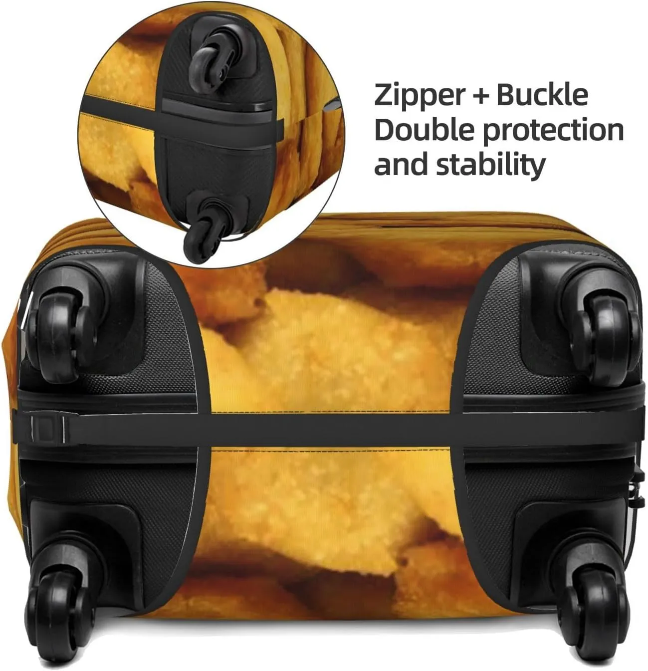 Suitcase Covers For Luggage Chicken Nuggets Elastic Stretch Luggage Cover Protector (For 18-32 Inch Suitcase)