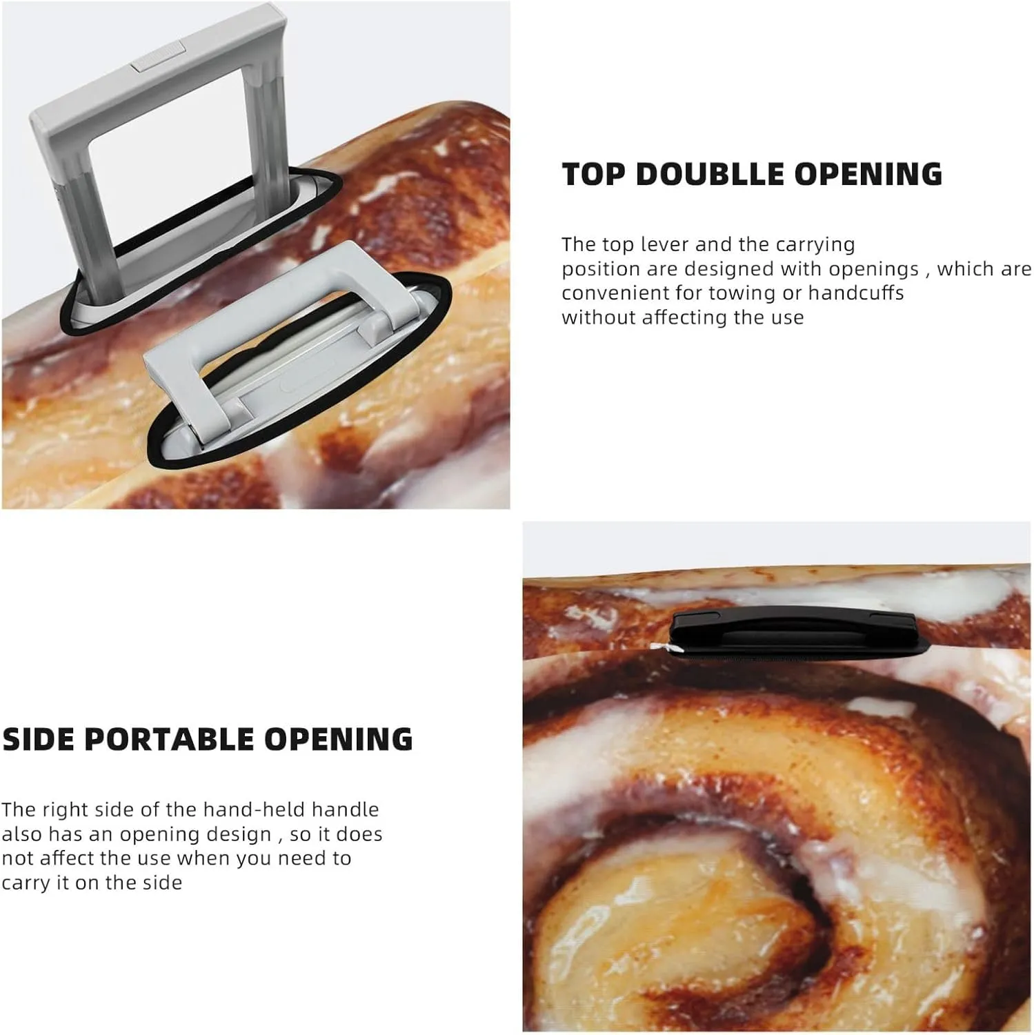 Suitcase Covers For Luggage Cinnamon Roll Elastic Stretch Luggage Cover Protector (For 18-32 Inch Suitcase)