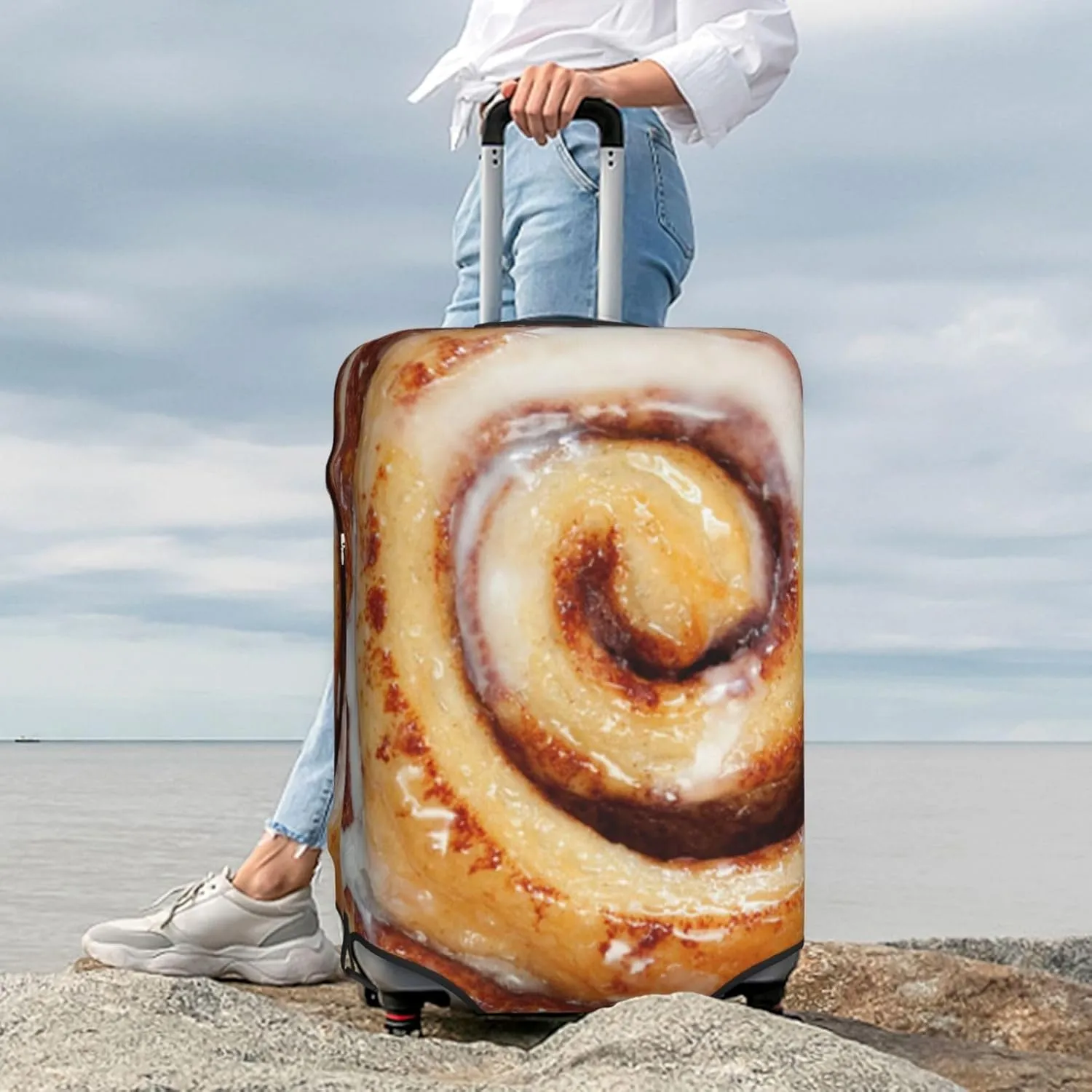 Suitcase Covers For Luggage Cinnamon Roll Elastic Stretch Luggage Cover Protector (For 18-32 Inch Suitcase)