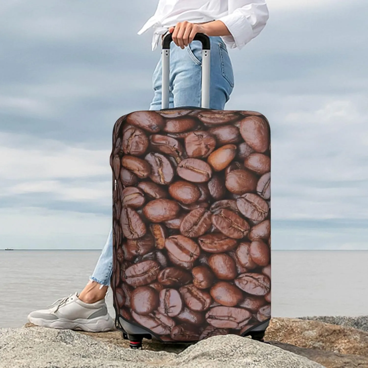 Suitcase Covers For Luggage Coffee Beans Elastic Stretch Luggage Cover Protector (For 18-32 Inch Suitcase)