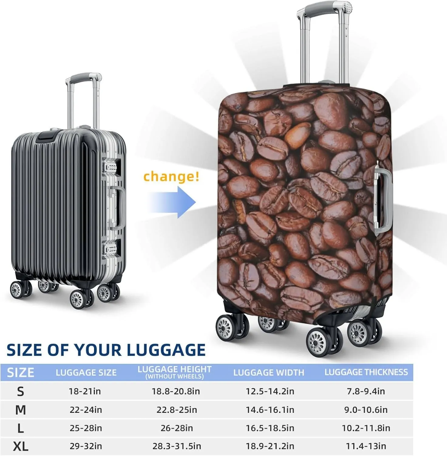Suitcase Covers For Luggage Coffee Beans Elastic Stretch Luggage Cover Protector (For 18-32 Inch Suitcase)