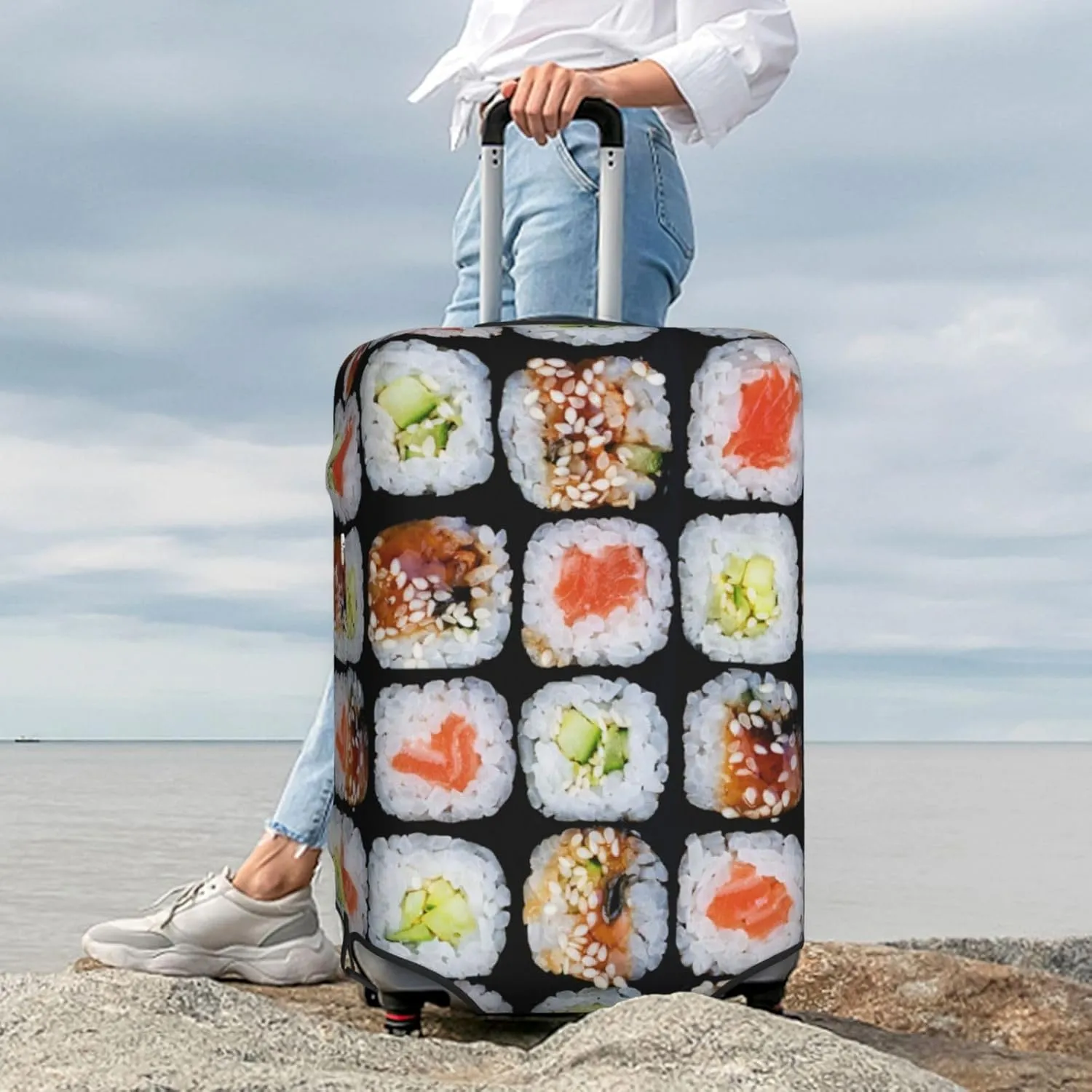 Suitcase Covers For Luggage Food Sushi Elastic Stretch Luggage Cover Protector (For 18-32 Inch Suitcase)