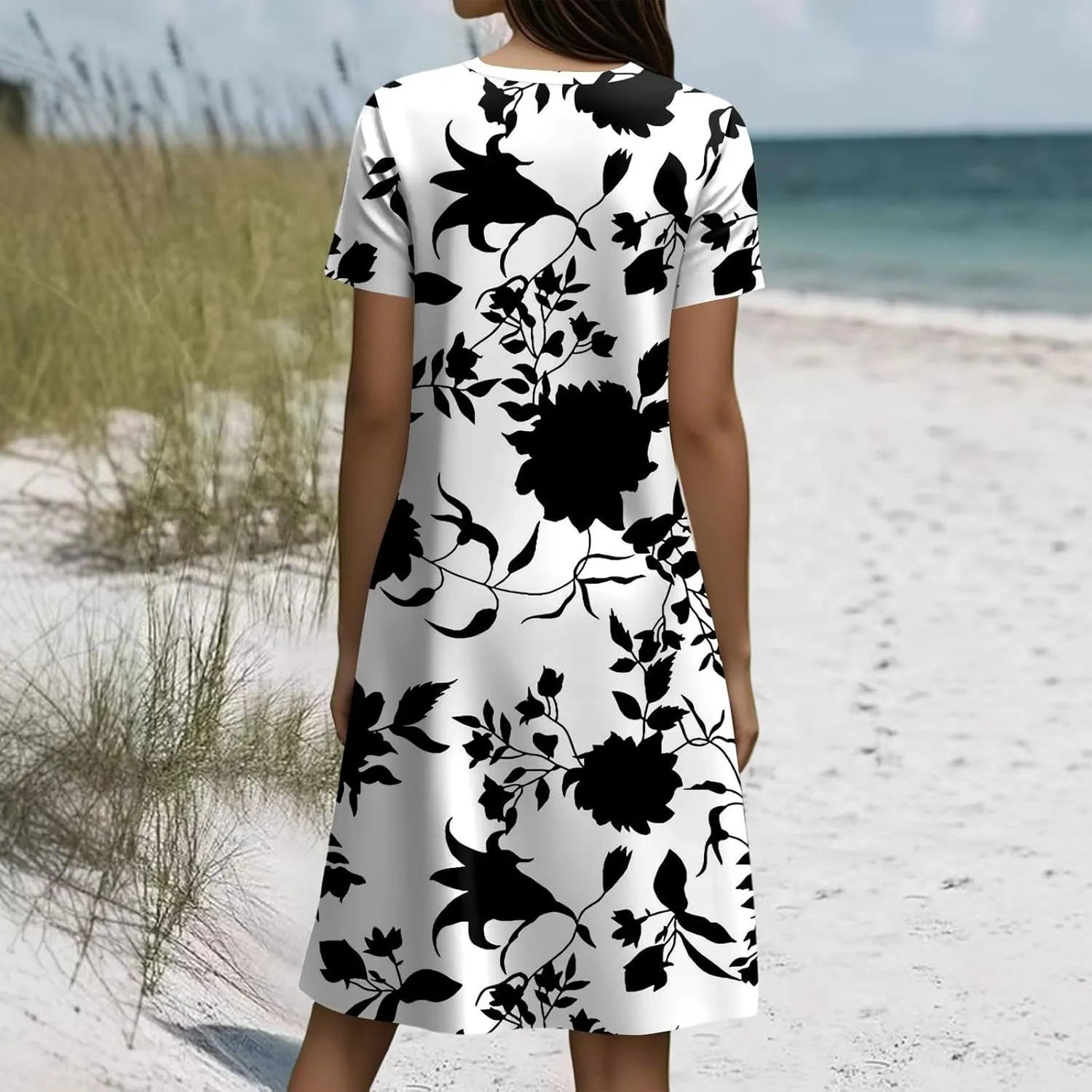 Summer Dresses for Women 2025 Casual Comfy Crew Neck Short Sleeve T Shirt Dress Beach Fashion Vacation Sundresses