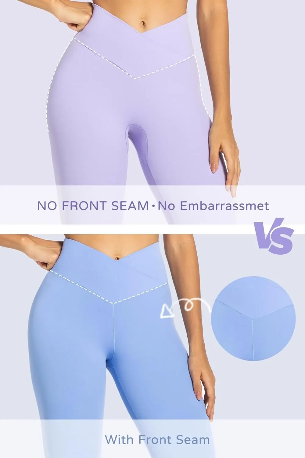 Sunzel Womens Flare Leggings No Front Seam Flare Yoga Pants with Tummy Control Crossover High Waist and Wide Leg