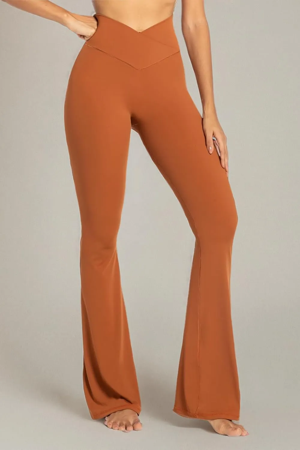 Sunzel Womens Flare Leggings No Front Seam Flare Yoga Pants with Tummy Control Crossover High Waist and Wide Leg