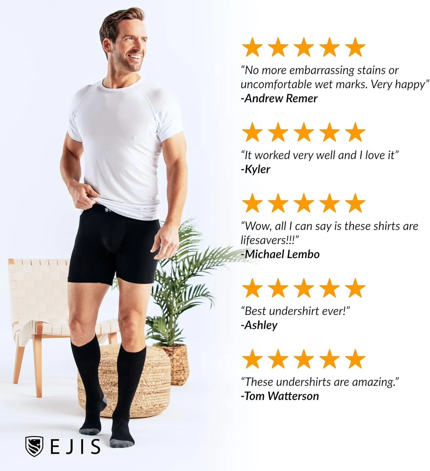 Sweatproof Undershirt Mens Modal Crew w Sweat Pads, Silver Treated to Fight Embarrassing Odor Aluminum Free Alternative 3pk