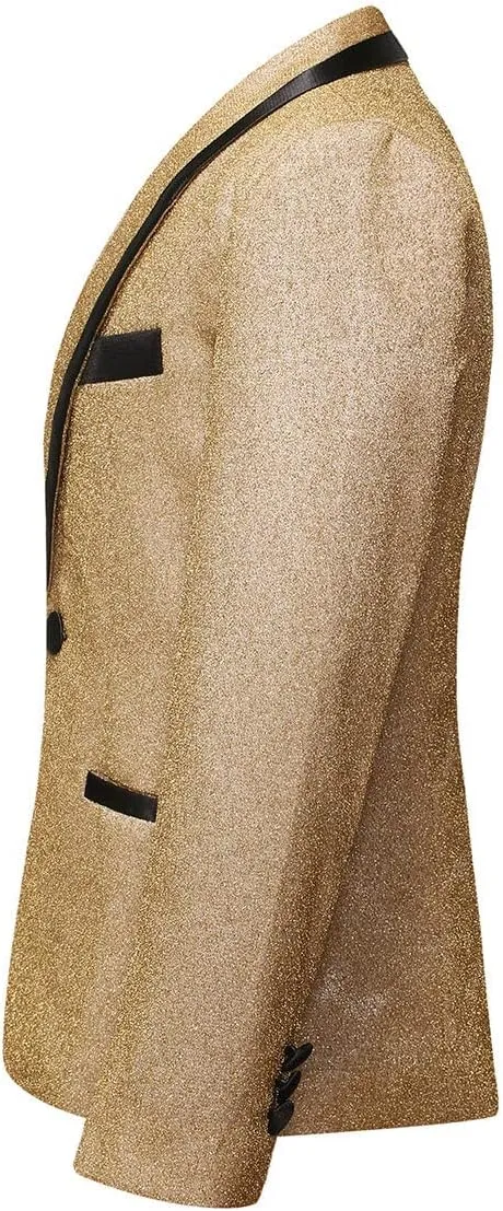 SWOTGdoby Boys Gold Tuxedo Suit Shiny Festive Dress 3 Pieces Blazer Pants Vest for Wedding