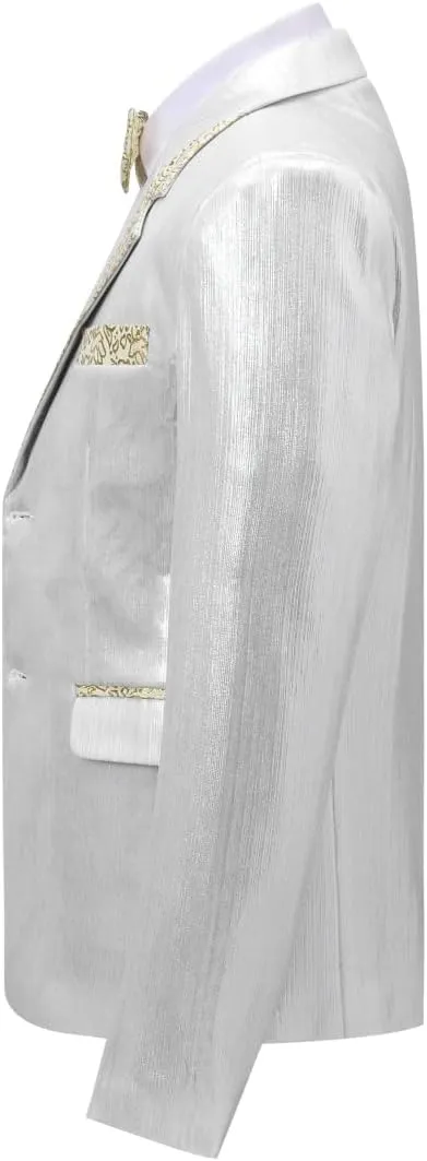 SWOTGdoby Boys Slim Fit Suits 4 Pieces Blazer Vest Pants Bowtie Jacket with Gold Rims for Wedding Party Prom