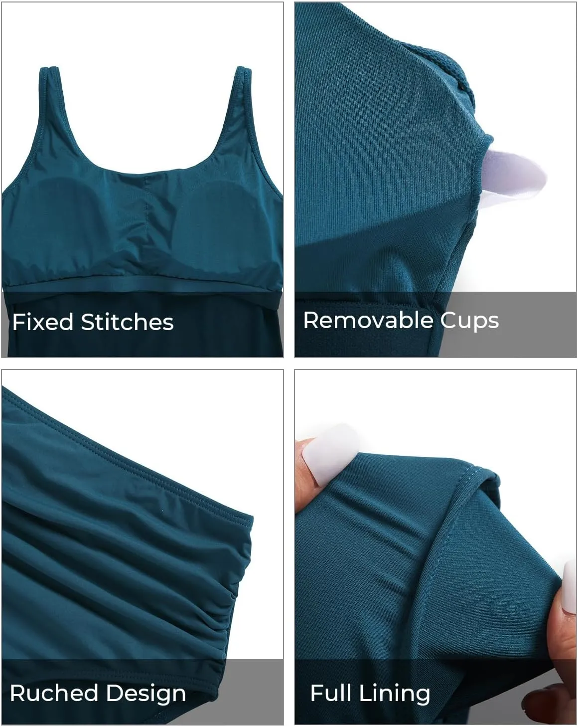 Tempt Me Women Two Piece Tankini Swimsuits - Crop Swim Top with High Waisted Bottom Tummy Control Bathing Suits Swimwear