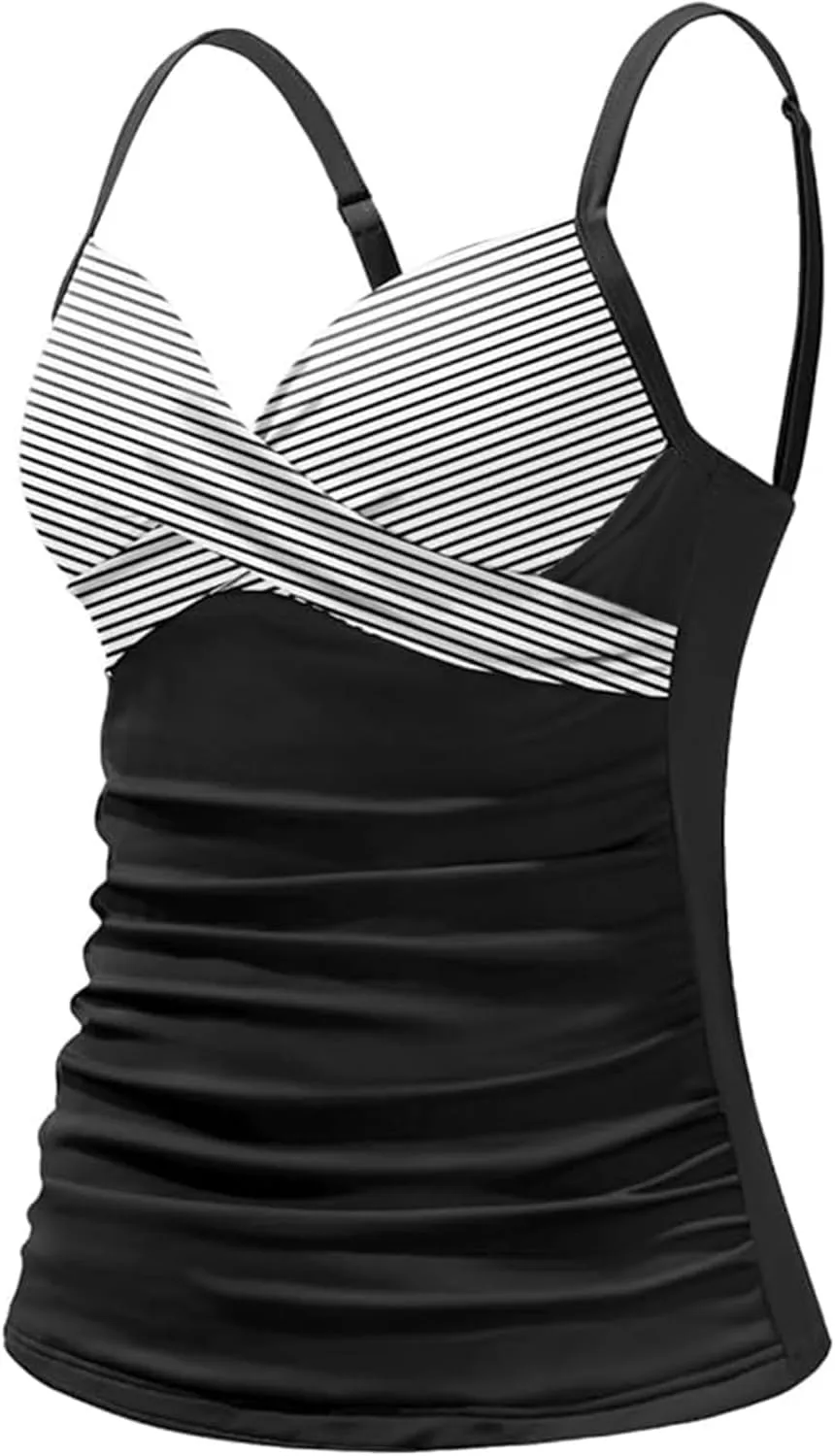 Tempt Me Womens Underwire Tankini Top Tummy Control Swim Tops Only Twist Front Push Up Bathing Suit No Bottom 2025
