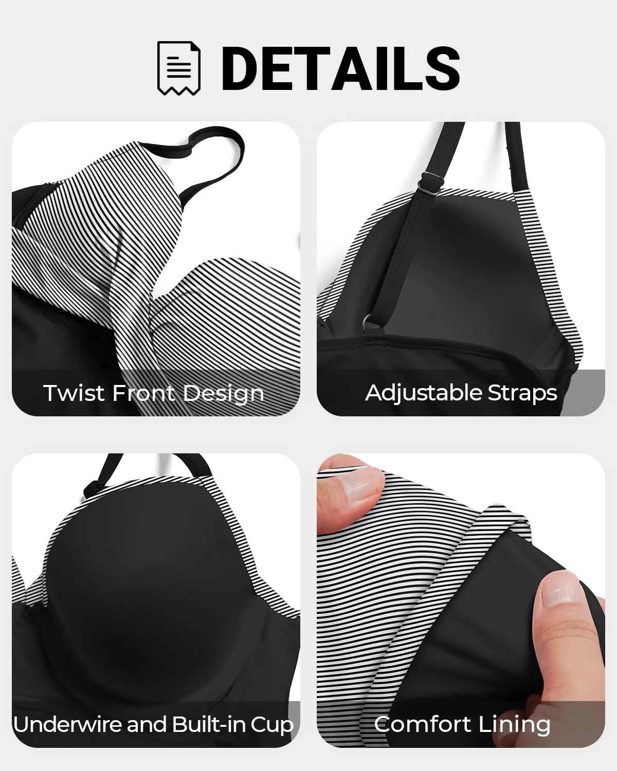 Tempt Me Womens Underwire Tankini Top Tummy Control Swim Tops Only Twist Front Push Up Bathing Suit No Bottom 2025