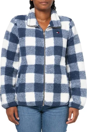 Tommy Hilfiger Women's Buffalo Check Long Sleeve Zipup Sportswear Jacket