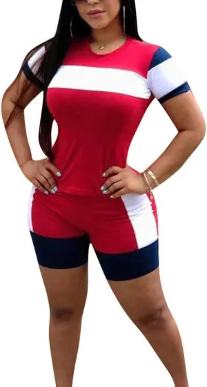 TOPONSKY Womens 2 Piece Sports Outfit Tracksuit Shirt Shorts Jogger Bodycon Sets