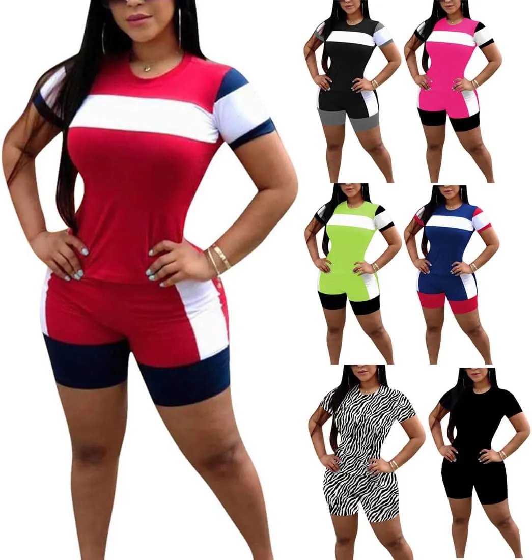 TOPONSKY Womens 2 Piece Sports Outfit Tracksuit Shirt Shorts Jogger Bodycon Sets