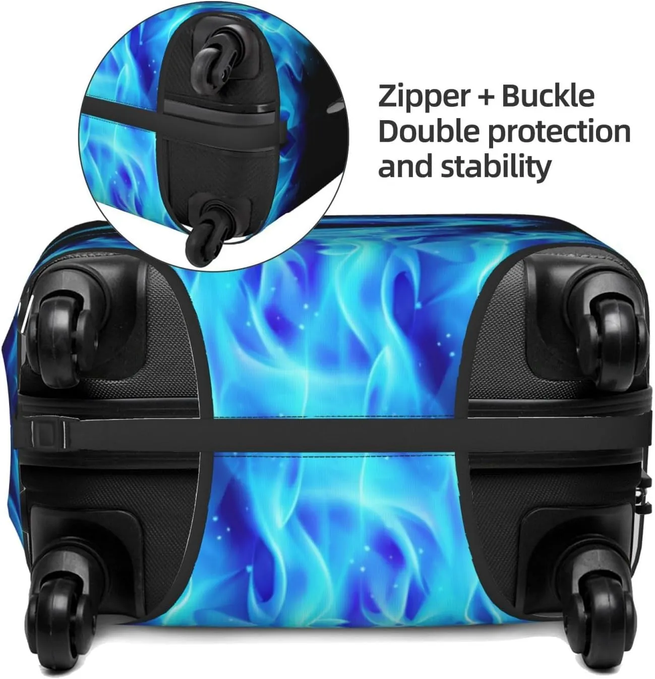 Travel Luggage Cover Abstract Blue Fiery Red Dragon Anti-Scratch Washable Suitcase Protector Elastic Suitcases Stylish Baggage Cover Wheeled Suitcase Kids Adults Keep Clean X-Large