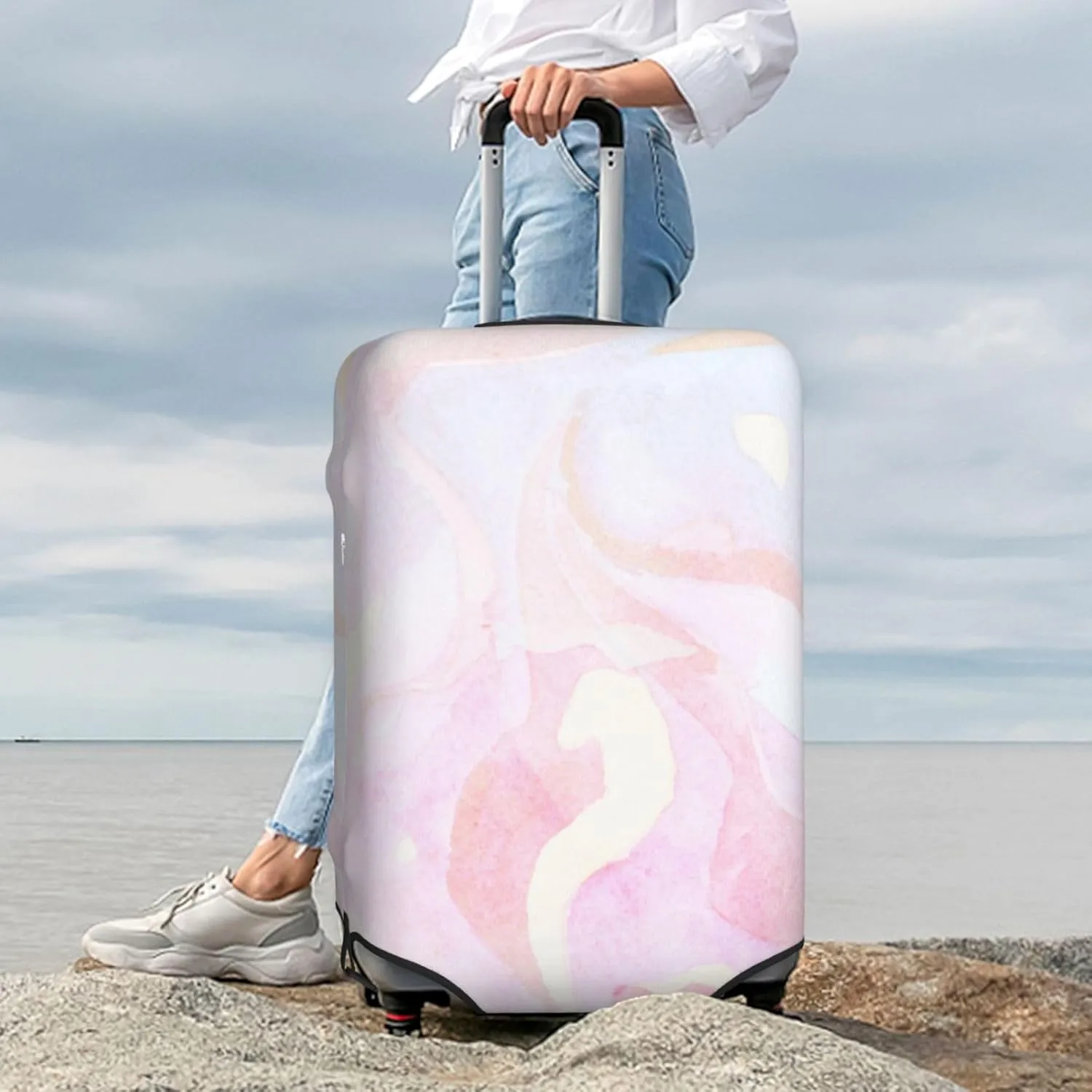 Travel Luggage Cover Abstract Colorful Watercolor Anti-Scratch Washable Suitcase Protector Elastic Suitcases Stylish Baggage Cover Wheeled Suitcase Kids Adults Keep Clean Large