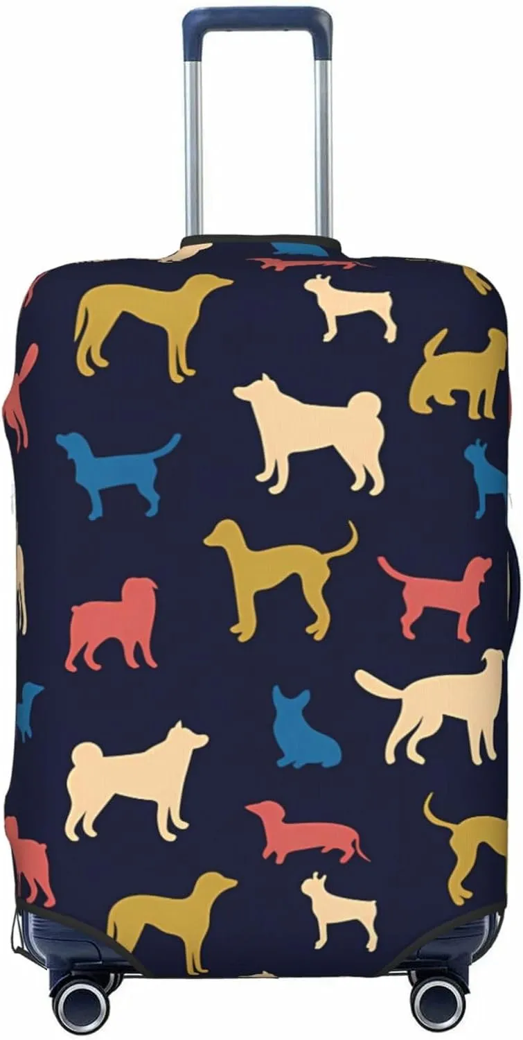 Travel Luggage Cover Colorful Dogs Funny Anti-Scratch Washable Suitcase Protector Spandex Suitcases Stylish Baggage Cover Wheeled Suitcase Kids Adults Keep Clean X-Large