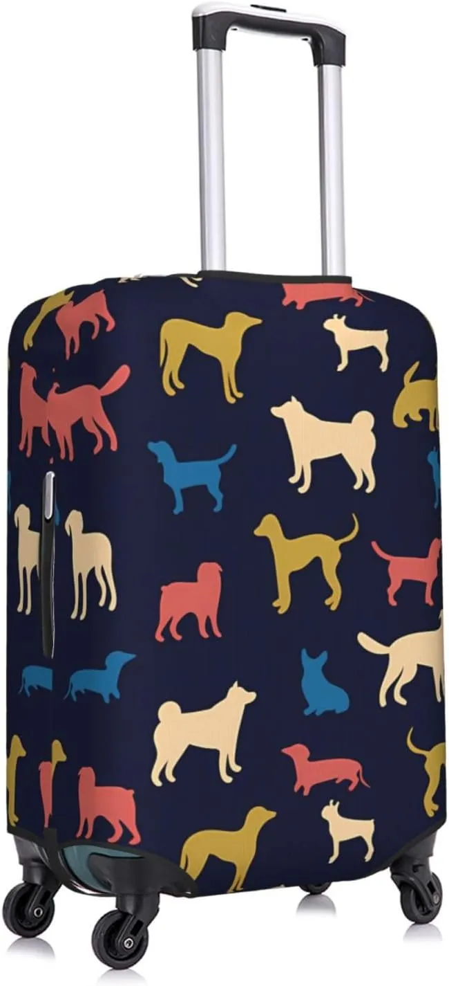 Travel Luggage Cover Colorful Dogs Funny Anti-Scratch Washable Suitcase Protector Spandex Suitcases Stylish Baggage Cover Wheeled Suitcase Kids Adults Keep Clean X-Large