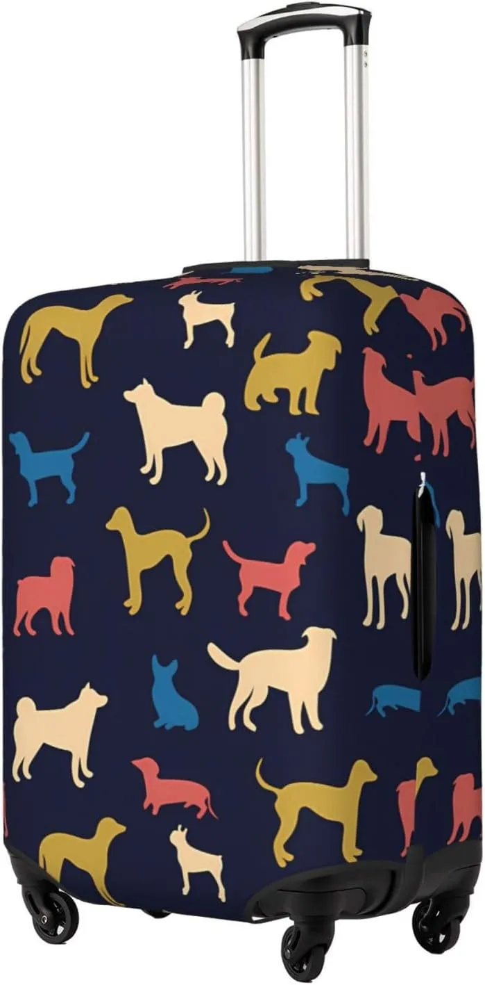 Travel Luggage Cover Colorful Dogs Funny Anti-Scratch Washable Suitcase Protector Spandex Suitcases Stylish Baggage Cover Wheeled Suitcase Kids Adults Keep Clean X-Large