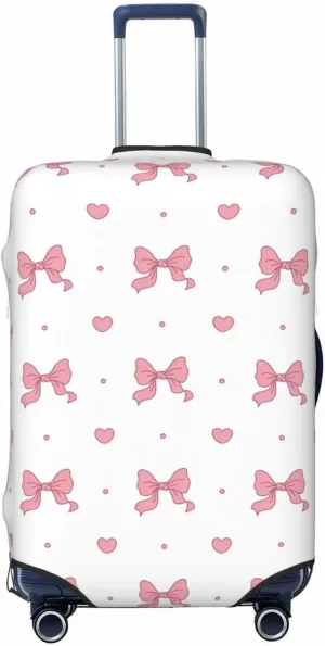 Travel Luggage Cover Coquette Bow Heart Pink Anti-Scratch Washable Suitcase Protector Elastic Suitcases Stylish Baggage Cover Wheeled Suitcase Kids Adults Keep Clean Small