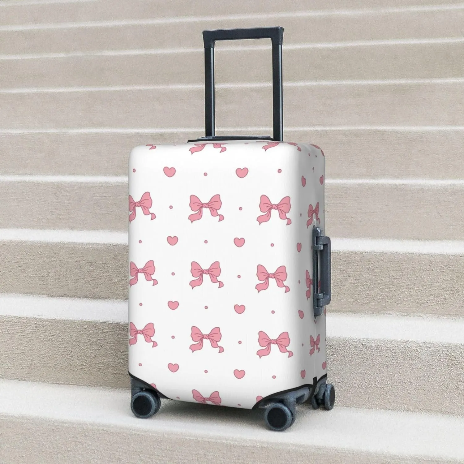 Travel Luggage Cover Coquette Bow Heart Pink Anti-Scratch Washable Suitcase Protector Elastic Suitcases Stylish Baggage Cover Wheeled Suitcase Kids Adults Keep Clean Small