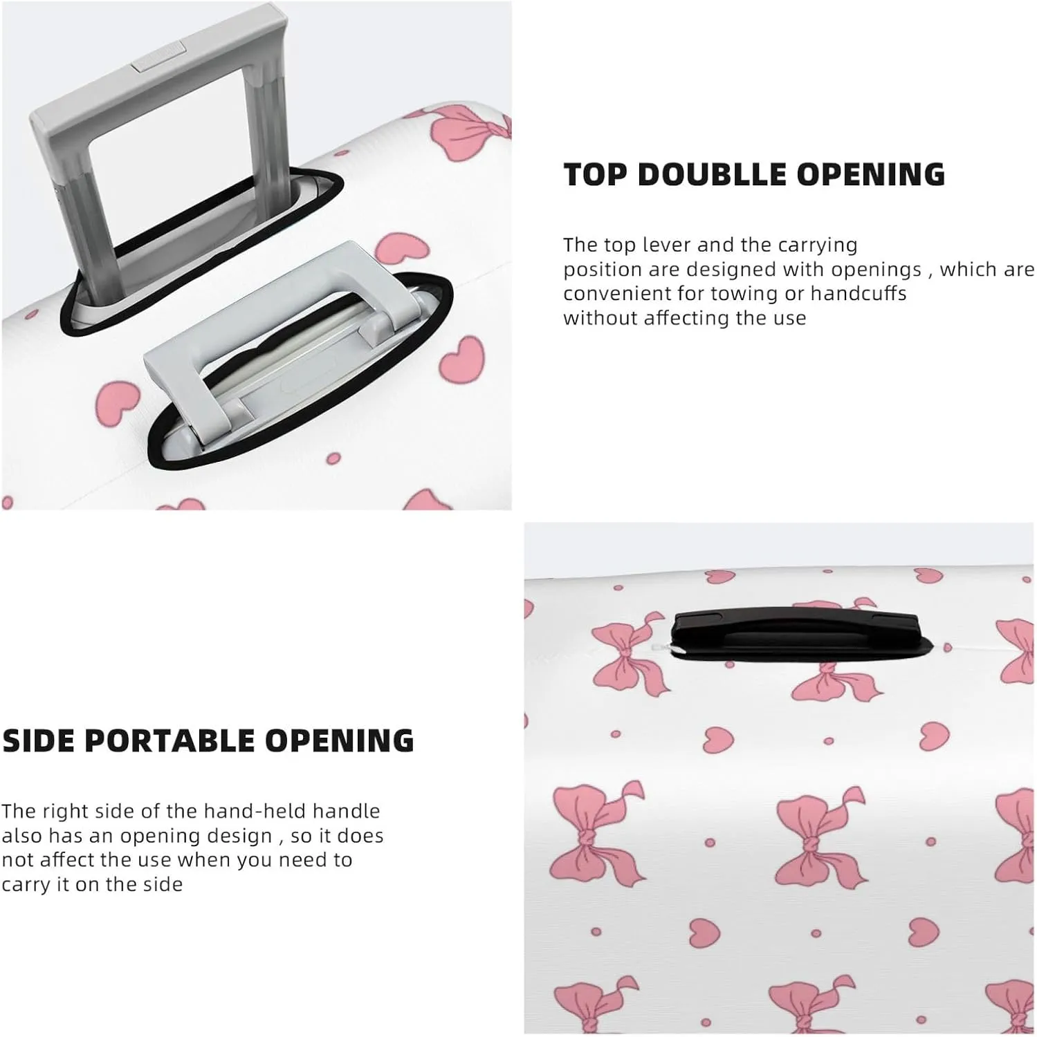 Travel Luggage Cover Coquette Bow Heart Pink Anti-Scratch Washable Suitcase Protector Elastic Suitcases Stylish Baggage Cover Wheeled Suitcase Kids Adults Keep Clean Small