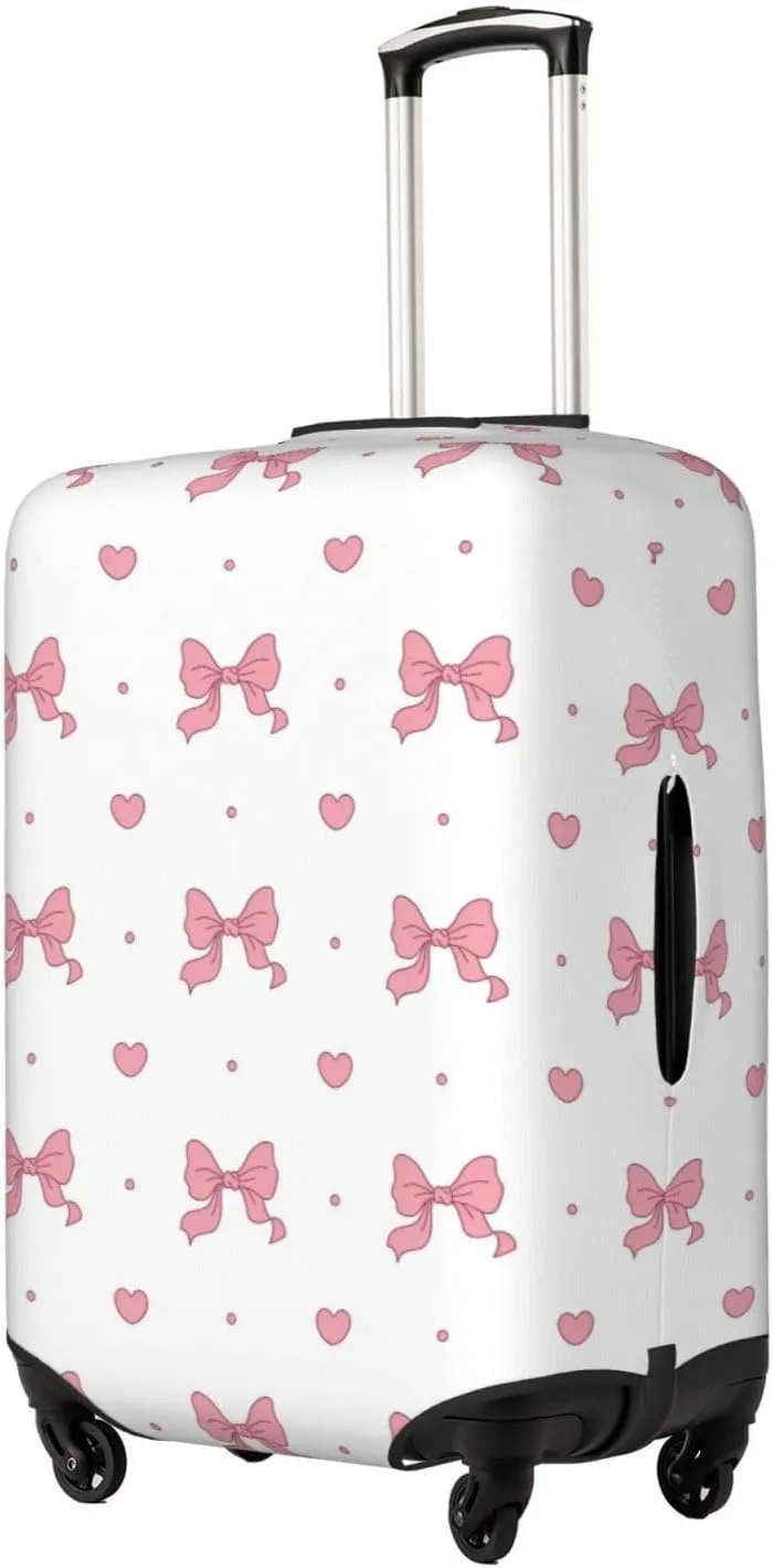 Travel Luggage Cover Coquette Bow Heart Pink Anti-Scratch Washable Suitcase Protector Elastic Suitcases Stylish Baggage Cover Wheeled Suitcase Kids Adults Keep Clean Small