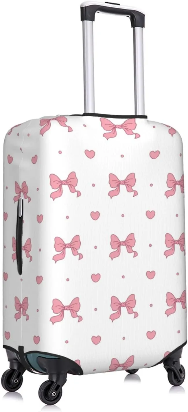 Travel Luggage Cover Coquette Bow Heart Pink Anti-Scratch Washable Suitcase Protector Elastic Suitcases Stylish Baggage Cover Wheeled Suitcase Kids Adults Keep Clean Small
