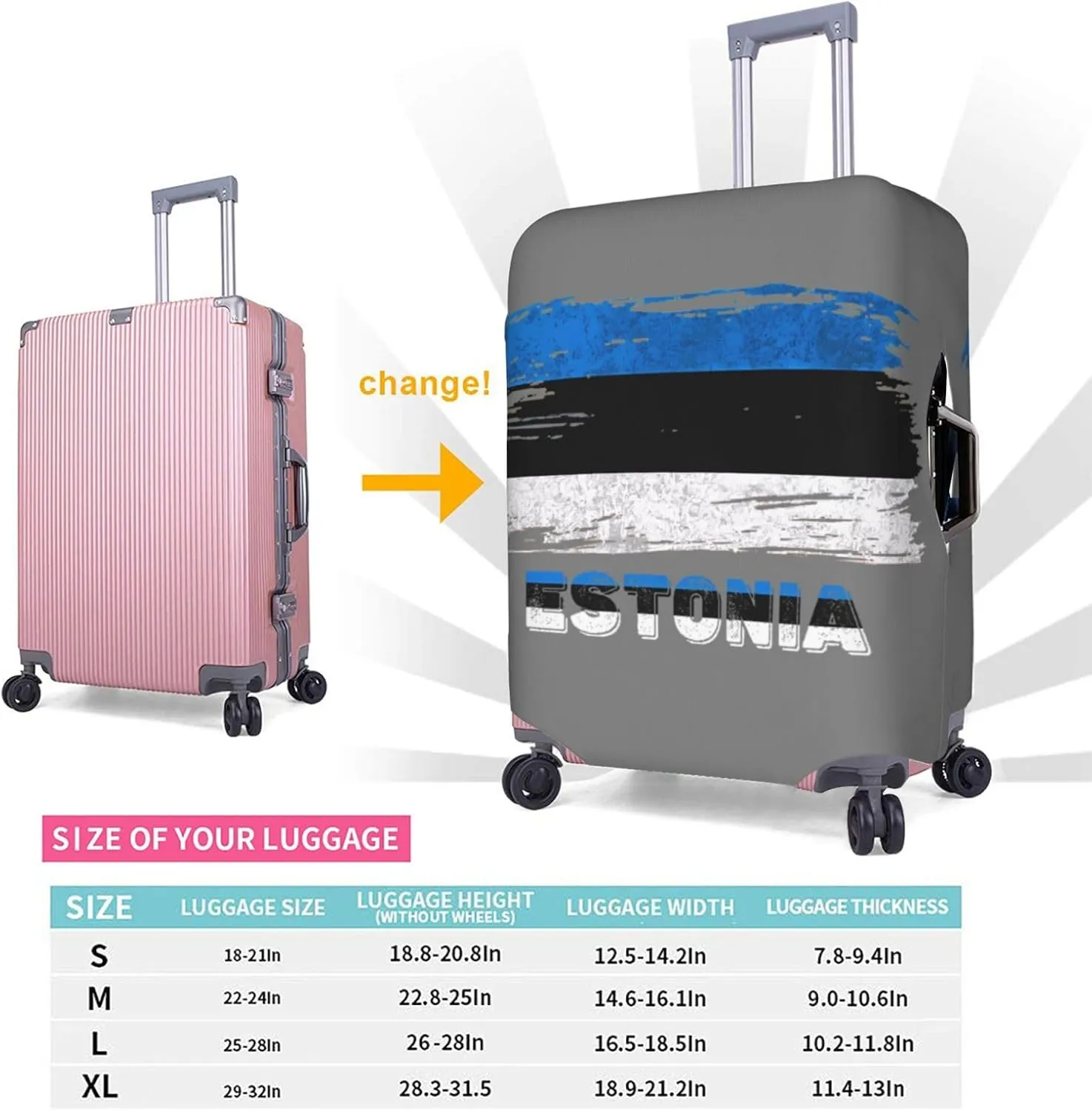 Travel Luggage Cover Estonia Flag Fashion Washable Baggage Suitcase Protector Fit For 18-32 Inch Luggage