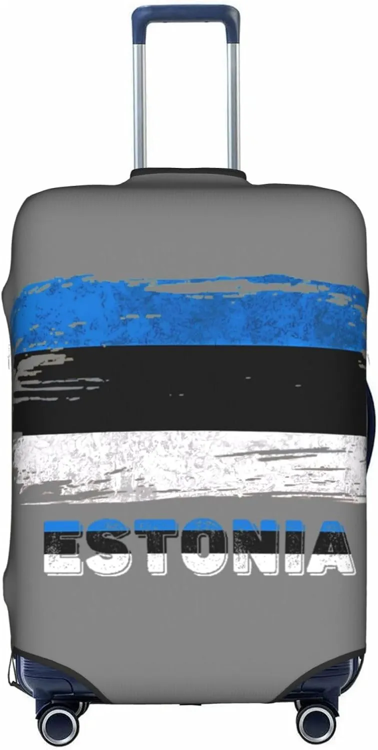 Travel Luggage Cover Estonia Flag Fashion Washable Baggage Suitcase Protector Fit For 18-32 Inch Luggage