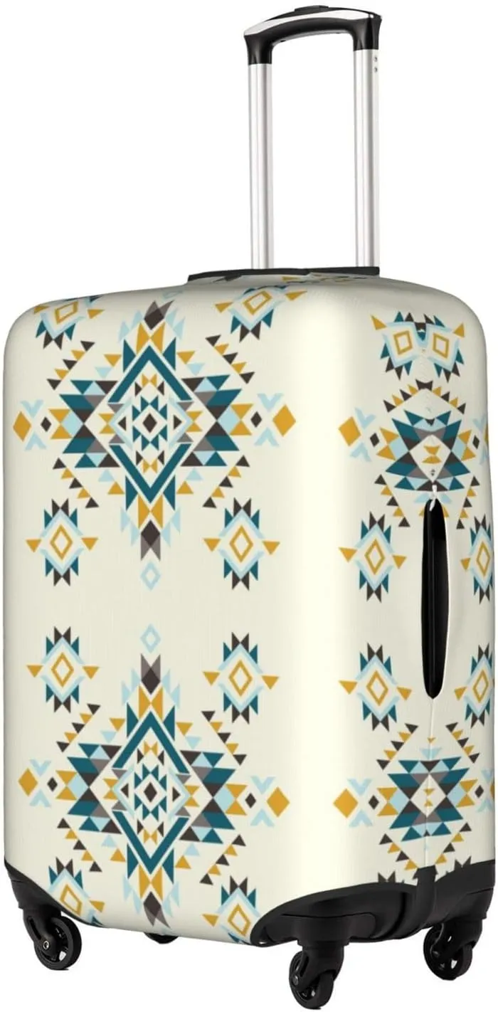 Travel Luggage Cover Fits 18-32 Inch Luggage, Aztec American Indian Ethnic Ancient Suitcase Cover Elastic Washable Wheeled Luggage Protector for Kid and Adult