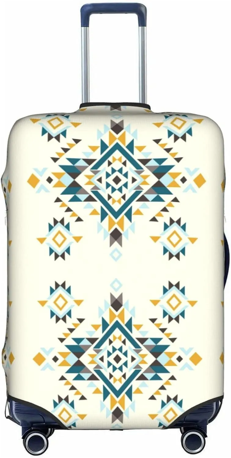 Travel Luggage Cover Fits 18-32 Inch Luggage, Aztec American Indian Ethnic Ancient Suitcase Cover Elastic Washable Wheeled Luggage Protector for Kid and Adult
