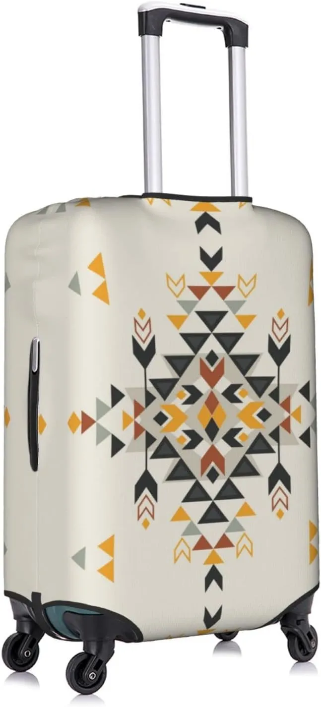 Travel Luggage Cover Fits 18-32 Inch Luggage, Aztec Ethnic Geometric Suitcase Cover Elastic Washable Wheeled Luggage Protector for Kid and Adult