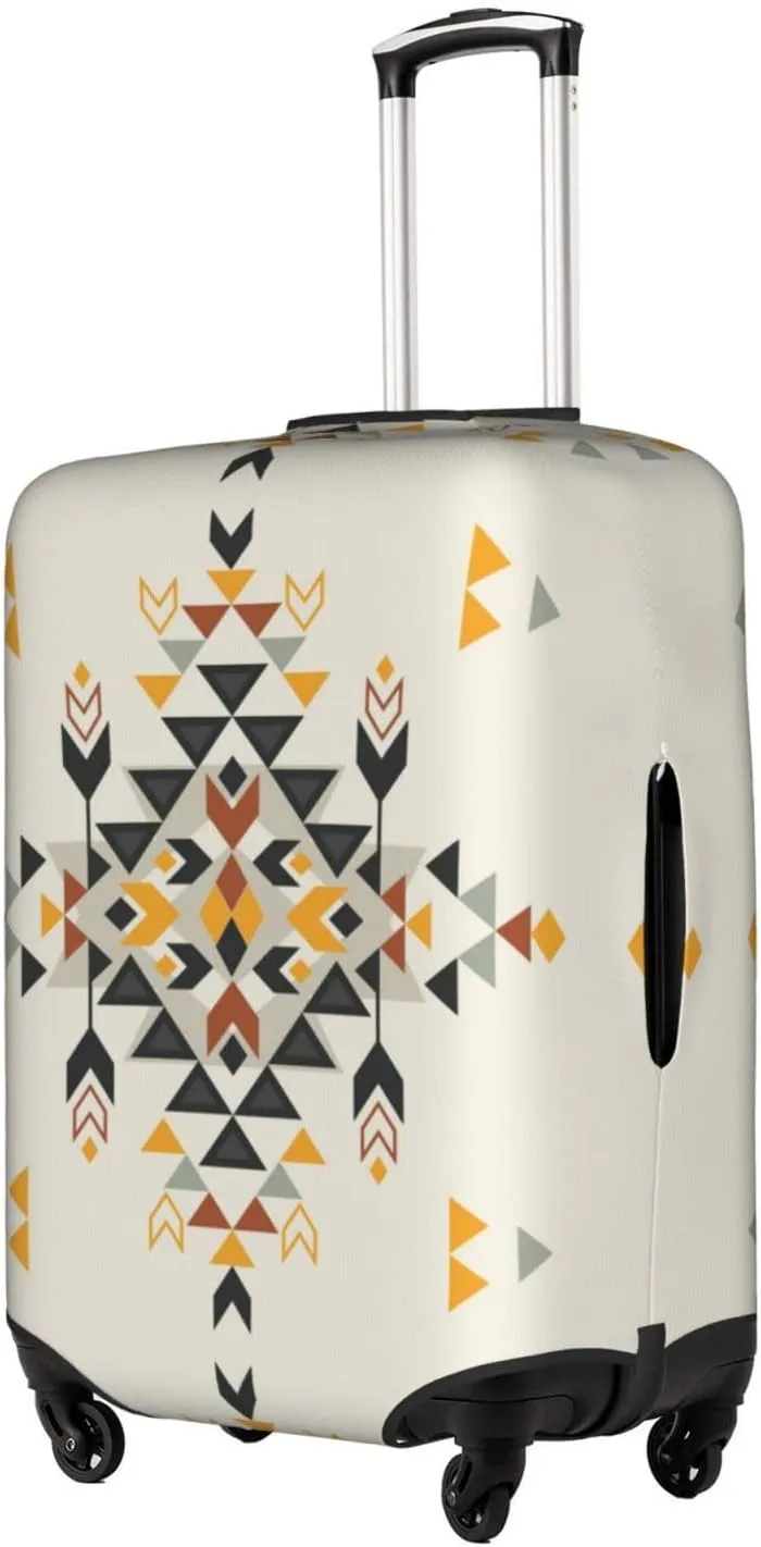 Travel Luggage Cover Fits 18-32 Inch Luggage, Aztec Ethnic Geometric Suitcase Cover Elastic Washable Wheeled Luggage Protector for Kid and Adult